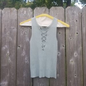 XXI Mint Deep V Tank with Cutouts